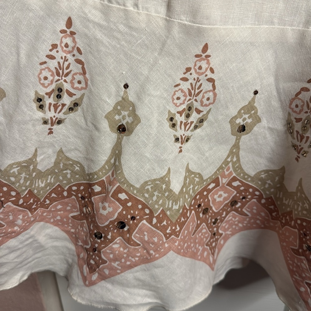 Karen Kane Cream and Brown Embroidered Maxi Skirt - Picture 4 of 8